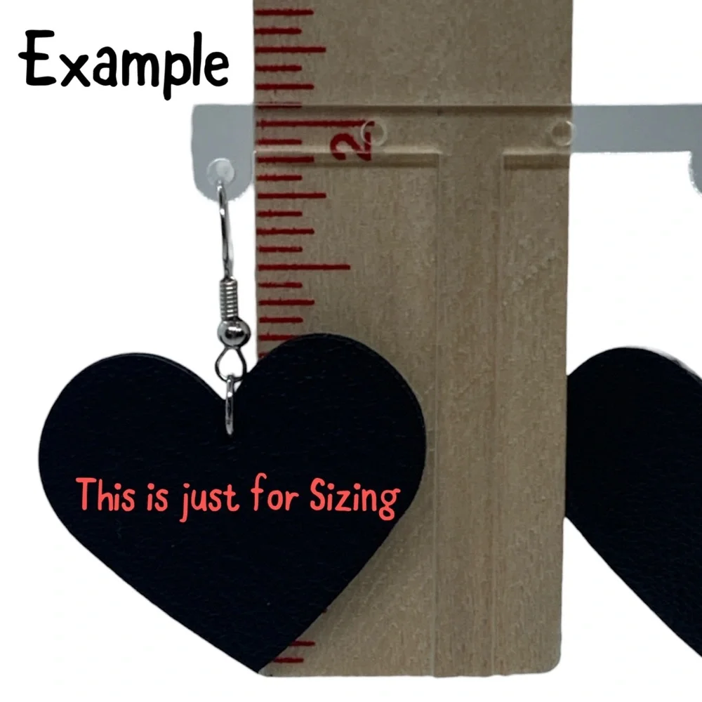 Faux Leather Dangle Earrings Heart Chunky Glitter - Picture 2 of 6